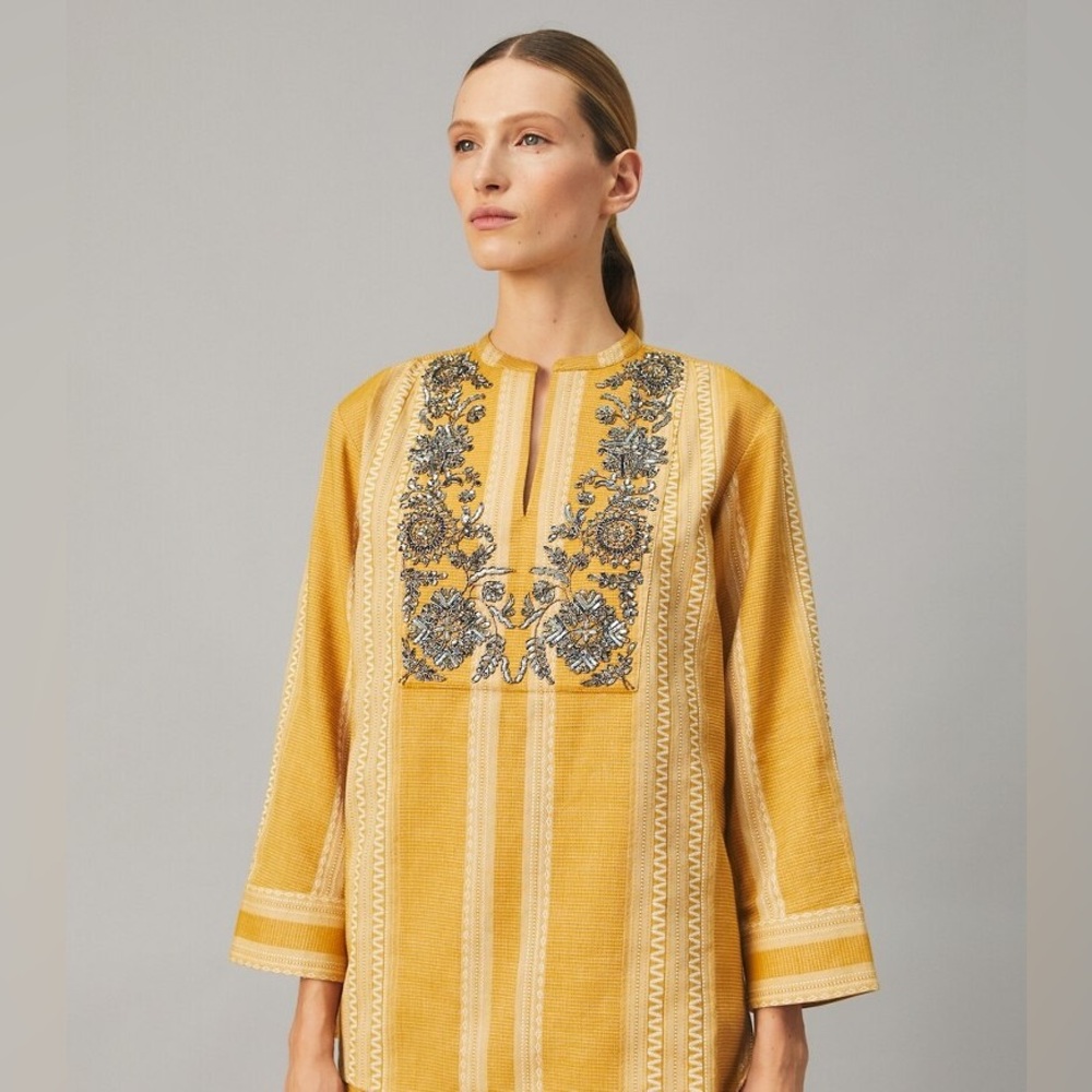 NWT $598 Tory Burch Sequined Embellished Tunic Blouse